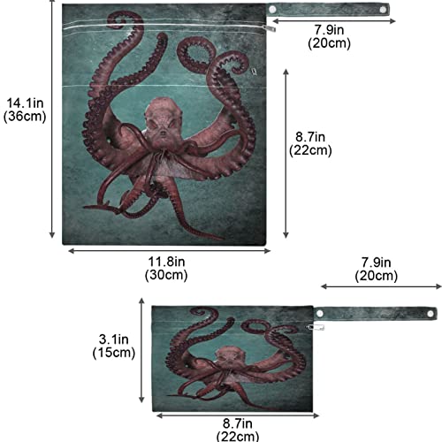 висесани Океански Октопод 3д Печатење 2 парчиња Пелени Менување Торби Влажни Кеси Со Џебови Што Се Перат Еднократно Пространа Платнена