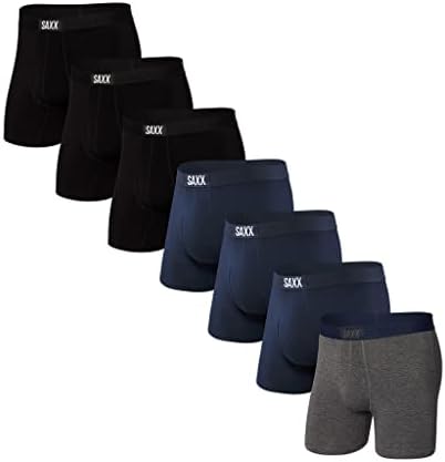 Долна облека за мажи Saxx - Ултра супер мек боксер Краток мува 7pk со вградена поддршка за торбички - долна облека за мажи