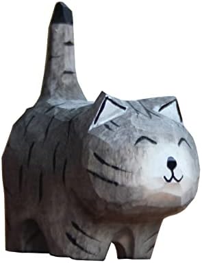 Рачно изработена дрвена мачка, украси за мачки, фигура за мачки, декор на биро, подарок за lубител на мачки, минијатурна мачка, декор за