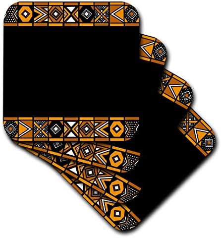 3drose кафеава и црна африканска шема - Уметност на Африка инспирирана од геометриските дизајни на Зулу мониста - меки крајбрежни страни, сет