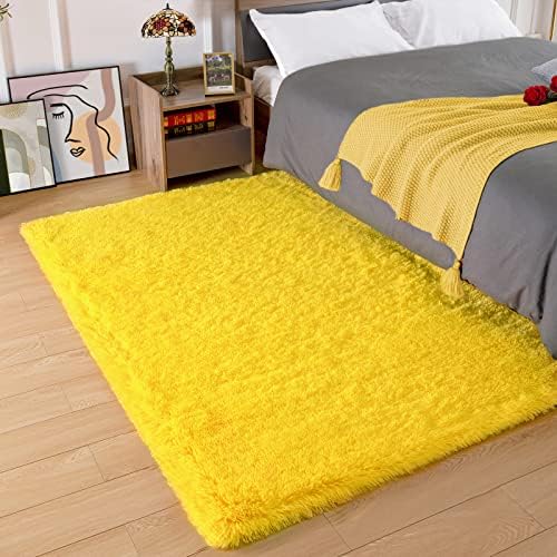 Amearea Premium Soft Flucky килим 4x5,3 стапки, килими со нејасни области за спална соба, тепих за бука за дневна соба расадник