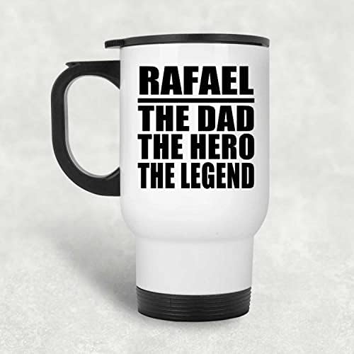 Дизајнирајте го Рафаел тато Херој Легендата, бела патувачка кригла 14oz не'рѓосувачки челик изолиран Тумблер, подароци за роденденски
