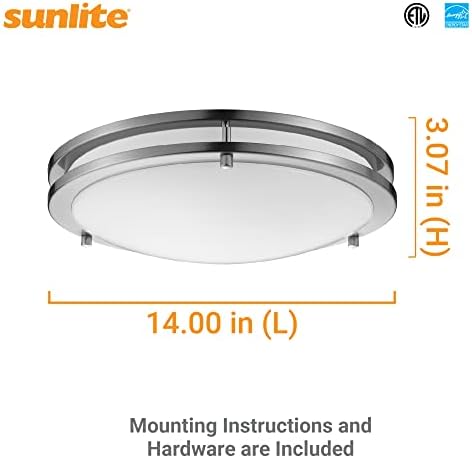 Sunlite 87794 12 ”Декоративно испирање на светло за поставување на таванот, 15 вати, 1050 лумени, бојата за прилагодување 27K/30K/35K/40K/50K,