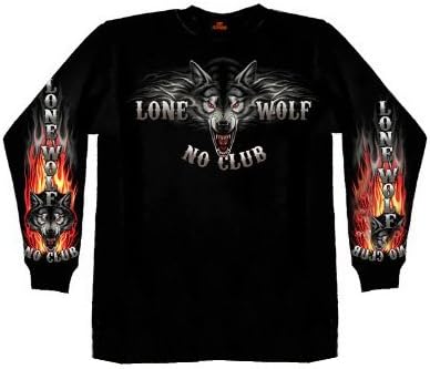 Hotешки кожени црни осамени волци без клубски велосипедист со долг ракав со двојна маица