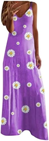 HGCCGDU SPAGHETTI CRAPIT SUNDRESSES FOR WOMEN Пролетен фустан лето макси фустан цветен печатен сад за плажа, облечен, лежерен долг фустан