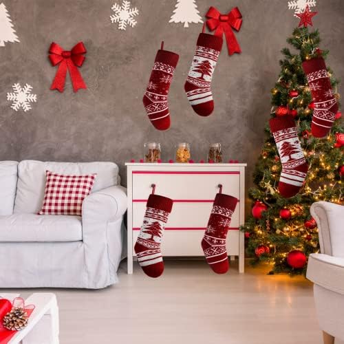 Кунида Пак 6,18 „Единствени бургундски плетени снегулка и Божиќни чорапи