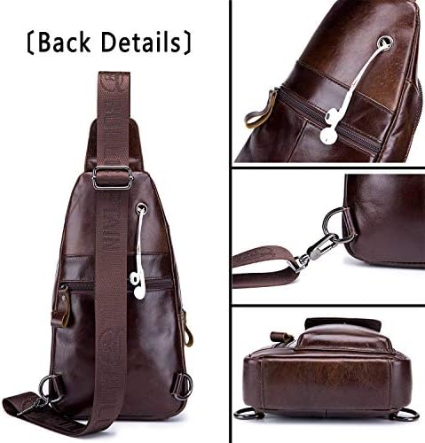 Bullcaptain Mens Leather Crossbody Tagh Tagn Shyler Sling Tagn Обични дневни кеси за градите за патувања за пешачење за пешачење