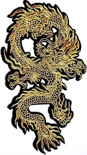 Кленплус. Голем Голем Џамбо Кинески Златен Змеј Лепенка Цртан Филм Везени Закрпи За Облека Фармерки Јакни Костим Шиење Поправка Декоративни