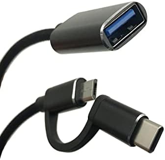 Mmnne 2pack 2 во 1 ткаат микро USB и тип C машки до USB 2.0 женски конвертор на адаптер за адаптер, алуминиумски куќиште, 2 пакети црни