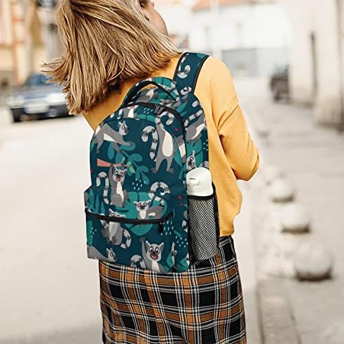 Смешни лемури и лисја од палми патувања ранец мода рамо торба мала тежина мулти-џеб дневен пакет за училишна студија работа шопинг