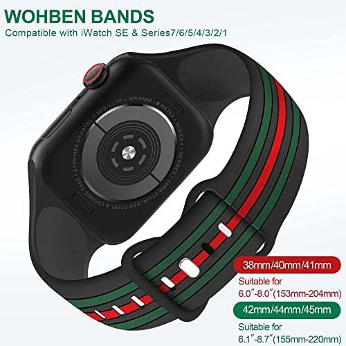 Wohben опсези компатибилни со Apple Watch Band 38mm 40mm 41mm 42mm 44mm 45mm 49mm жени, меки силиконски водоотпорни спортови ленти за