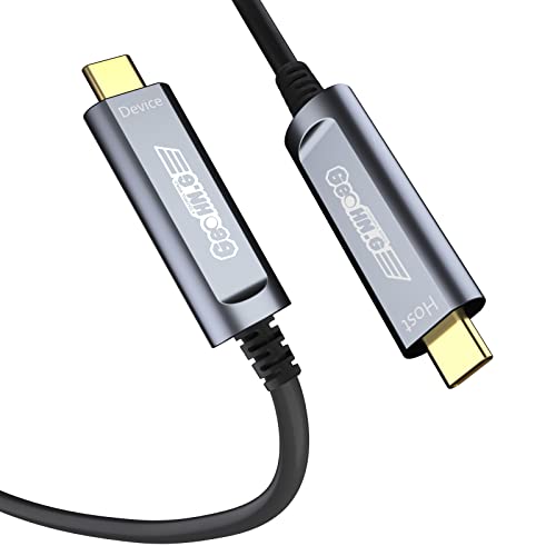 Оптички влакна USB C до USB C кабел 15M/50FT, 10Gbps USB 3.1 со голема брзина трансфер на податоци USB Gen2 AOC за VR, веб-камера,