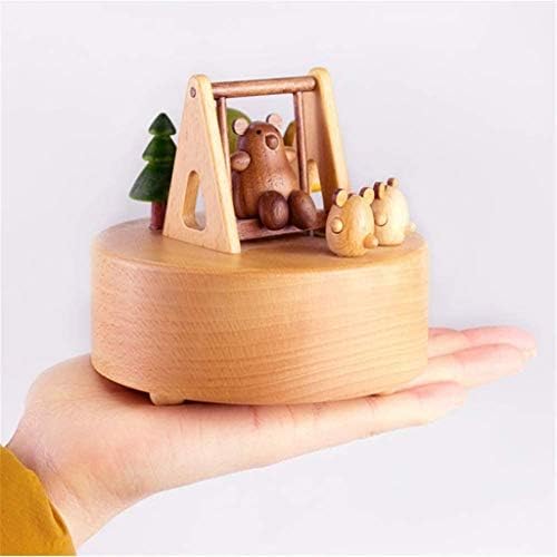 n/креативна дрвена музичка кутија, дрвена музичка кутија Декорација на играчки симпатична роденденска подарок