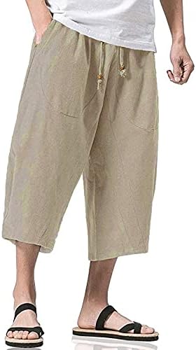 Кингаогго лесни пакувања плус големина машка постелнина шорцеви еластични панталони за нозе, обични буги кратки оставачи лето