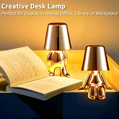 GZKPL безжичен мислител, ламба за допир во кревет, злато, симпатична биро за декор за полнење на батерии управувано ноќно светло со