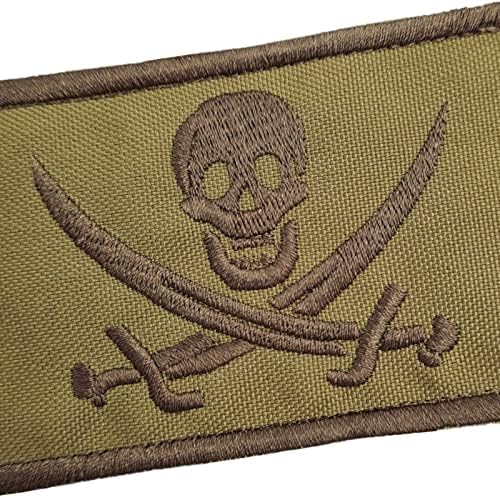 Tan Coyote Calico Jack Skull Pirate Jolly Roger Morale Tactical ISAF везови за прицврстување