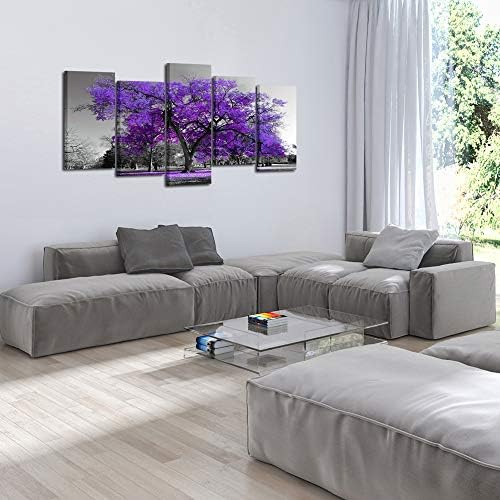 Kreative Arts Purple Tree wallидови за дневна соба Пејзаж Пејс платно отпечатоци 5 панел црна слика модерно уметничко дело современа
