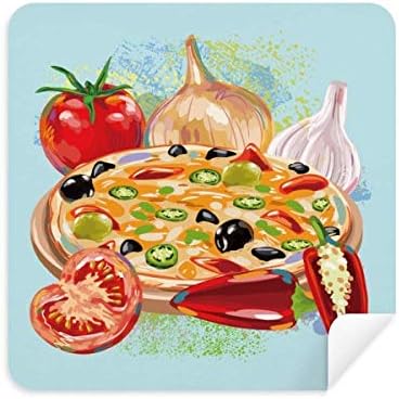 Пица Италија Храна Од Домати Чаши Лук Крпа За Чистење Телефон Екран За Чистење Велур Ткаенина 2 парчиња