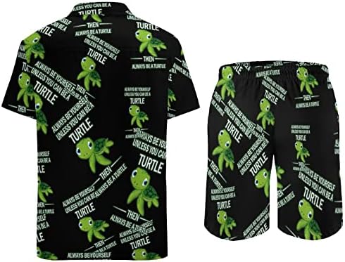 Weedkeycat секогаш бидете машка облека за машка плажа 2 парчиња Хавајско копче надолу со кошула Краток ракав и шорцеви