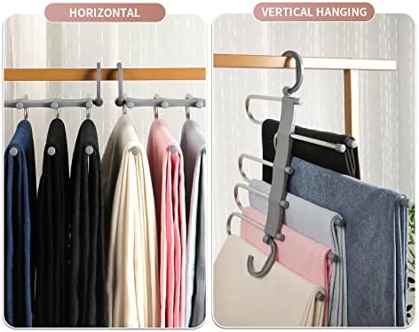 Хонг фенг панталони закачалки за заштеда на простор 2 пакувања повеќе слоеви мултифункционални панталони решетки за нелизгачки организатор за