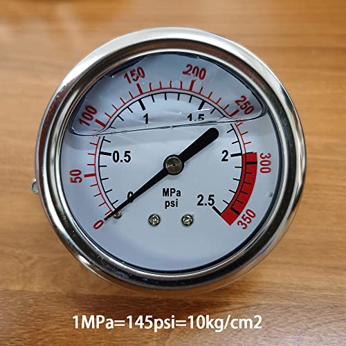 Тест за мерач на притисок на вода YZMSZ 2-1/2inch големина на бирање, глицерин исполнет мерач на притисок, 0-150psi/kPa, 304 кутија од не'рѓосувачки