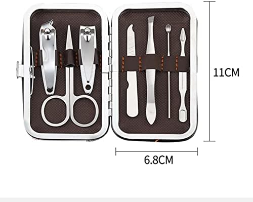 7 парчиња/сет црна маникир од не'рѓосувачки челик сет комплет за чешлање со црни клипери за нокти, пинцети, ножици, отстранувачи на кутикули, алатки