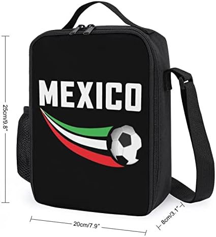 Мексико Знаме Фудбал Изолирана Торба За Ручек Отпорна На Истекување На Ладилникот Торбичка Со Прилагодлив Ремен За Рамо