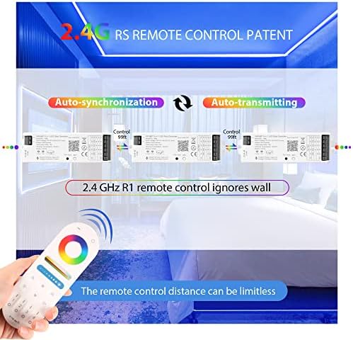 XXK WB5 Rf WiFi BLUETOOTH LED Контролер НА Ленти RGB CCT RGBW 5in1 Dimmable Компатибилен Со АПЛИКАЦИЈА За Паметен Живот / Alexa Echo/Google