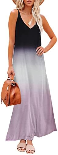 Плус големина макси фустан, женска летна обична цврста боја на ракави без ракави со долги фустани фустан