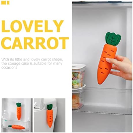 Ushobe 2 сет на дезодоризатор на фрижидер во форма на морков, симпатична цртана тава за ладилници за ладилница активиран јаглерод случај
