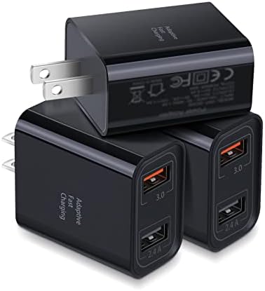 Двојна USB Wallидна полнач, Costyle 3 Pack 30W 2 Порта Адаптивни брзо полнење блок за блокирање на wallидниот приклучок компатибилен