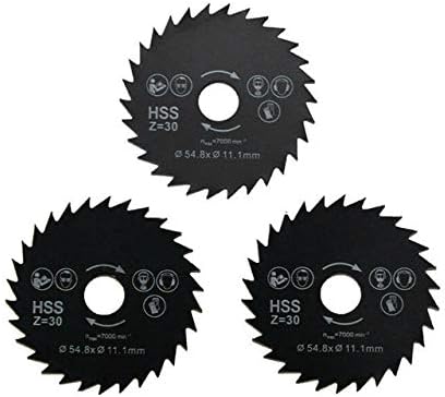 Делови на алатки 3 парчиња мини кружна пила за сечење HSS сечење диск 54.8x11.1mm за метална обработка