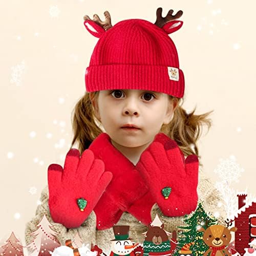 QVKARW шамија плус три-парчиња капаци на ракави, симпатични детски кадифени бебиња, волнена шамија шамија Божиќни костуми, антри,