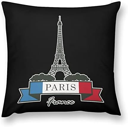 Ајфелова кула со француско знаме плоштад плишано фрлање перница кутија мека кауч за покривање за дома софа