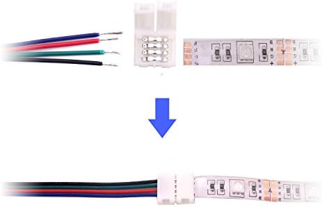 Icreating 10pcs 4-пински RGB LED светлосни ленти конектори 10мм нечистена Gapless LED-лента LED лента до терминал адаптер за адаптер за