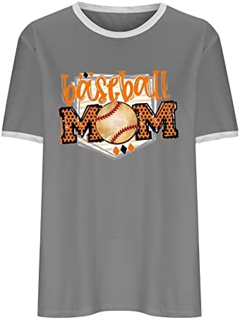 2023 година на денот на мајката, дами обични лабави бејзбол мама маички летни кратки ракави екипаж блуза со маички