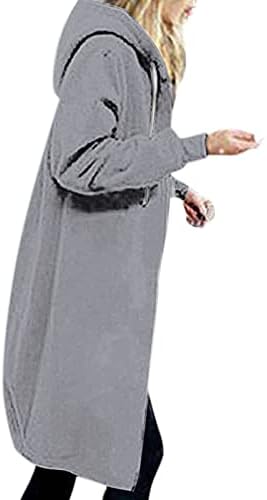 Плус големина женски долги дуксери Туника Зимски руно јакни палто отворено предниот случај на џемпери нагоре со џеб со џеб