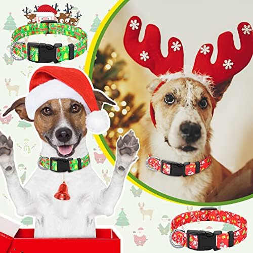6 компјутери Божиќни јаки за кучиња одмори од домашни миленици, смешни јаки од кученца, прилагодливи јаки за кучиња удобни основни јаки