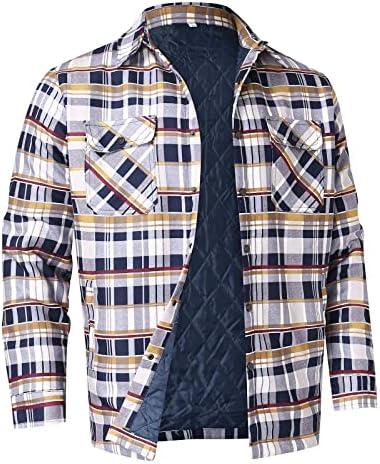 Палта за мажи кул мажи есен и зимска мода секојдневна проверка квадратна лапачка џеб без аспиратор за прицврстување на памучна јакна