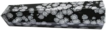 Снегулка Обсидијан Кристални кули ~ Природна лекување кристална точка Обелиск за заздравување на Реики и кристална решетка