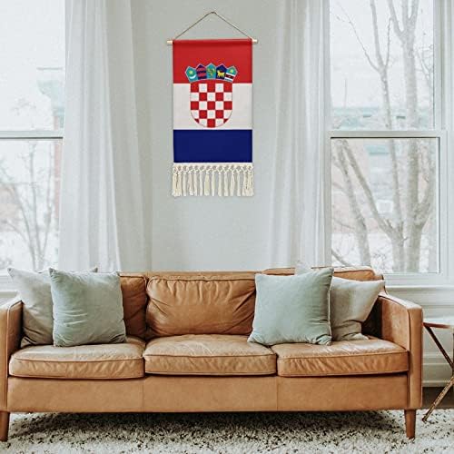 Хрватска знаме памук и постелнина што висат постери wallидни уметнички дела сликање слика со тасела за декорација на домашна соба