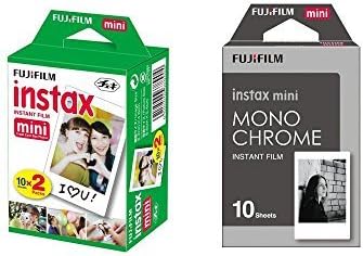 Fujifilm Instax Mini Instant Film 2-пакет пакет сет, близнак пакет филм + филм монохром за Mini 90 8 70 7S 50S 25 300 печатач за камера SP-1