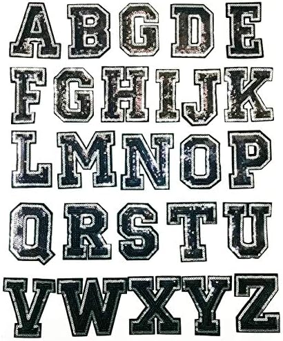 Писма со црна и сребрена боја 3 инчен печ-печ-печ за шиење азбука