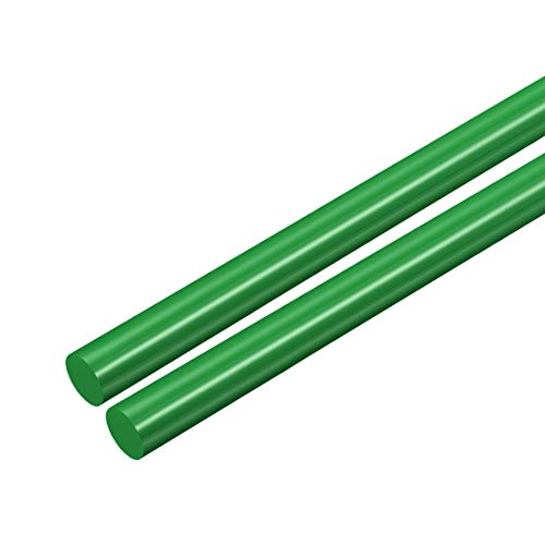 Uxcell 2pcs пластична тркалезна шипка 1/4 инчен дијаа 20 инчен зелена полиоксиметиленска прачка Инженеринг пластични тркалезни шипки
