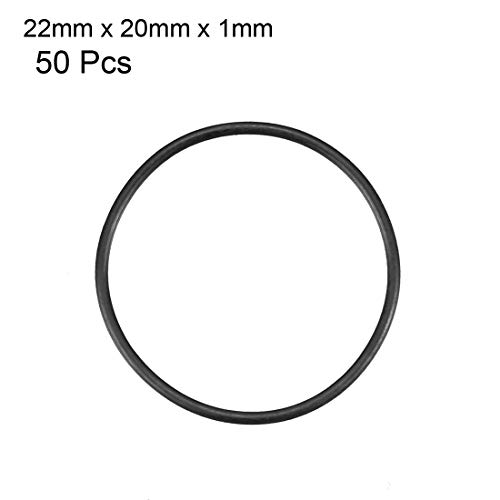 Uxcell нитрилна гума О-прстени, 22мм ОД 20мм ID 1мм ширина, метрички запечатување заптивка, пакет од 50