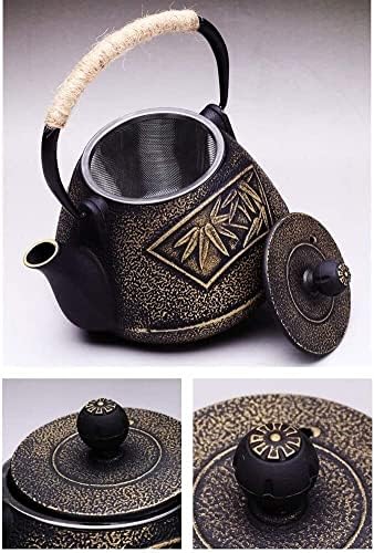 Современа чајничка чајничка чај чај котел леано железо чајник постави лисја на лисја со чајници за филтрирање од не'рѓосувачки челик
