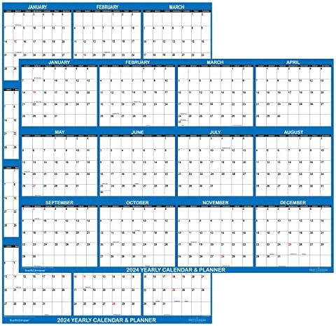 24 x 36 SwiftGlimpse 2024 Wallиден календар Избришете го големиот влажно и суво бришење ламинат 12 месеци годишно годишно годишно планер