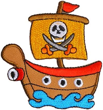 Графички прашина симпатичен пиратски брод извезено железо на лепенка loveубов слатка