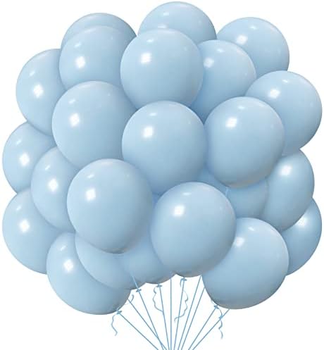 50 парчиња Бебешки Сини Балони, 12 Инчи Светло Син Мат Балон, Премиум Пастелно Сини Балони Од Латекс, Задебелен Балон За Забава Со