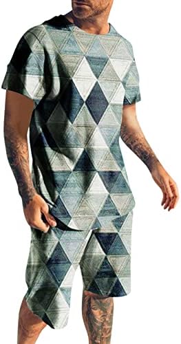 Toufa Men 3D печатено тркалезно лето летен моден пуловер краток ракав и средно половината 3xL џогирање костуми за мажи